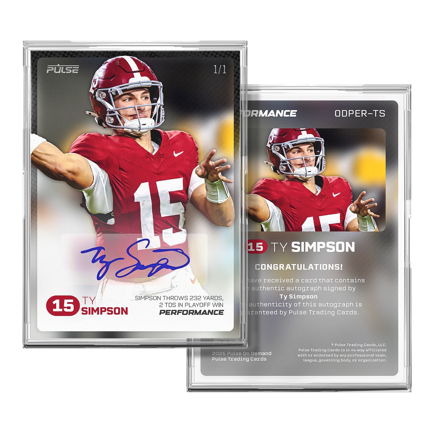 2025 I.LEAGUE コンボオートグラフカード 2025 Pulse On Demand Ty Simpson Performance Autograph Card