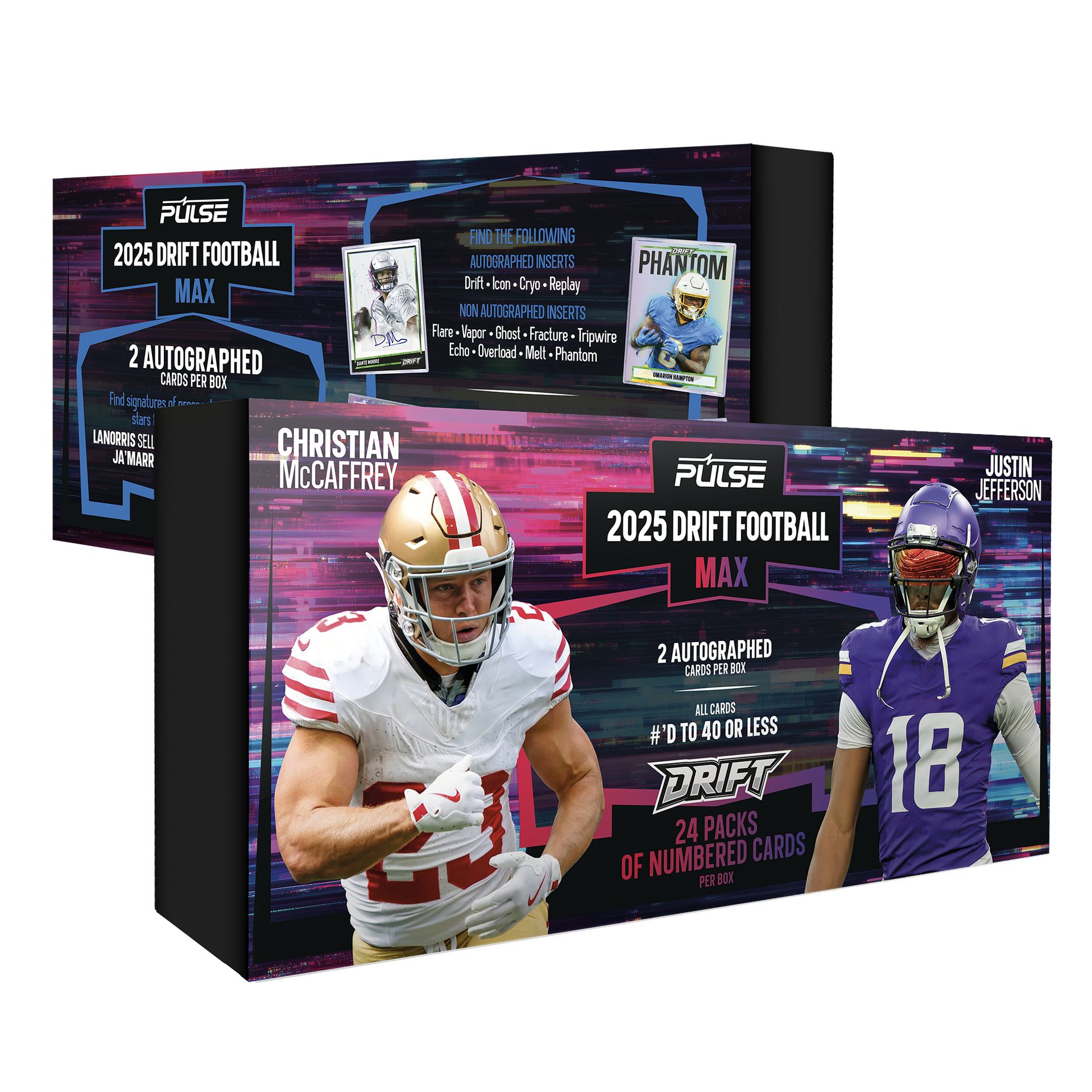 2025 Pulse Drift Football Max Box (24 Packs - 2 Autographs Per Box)