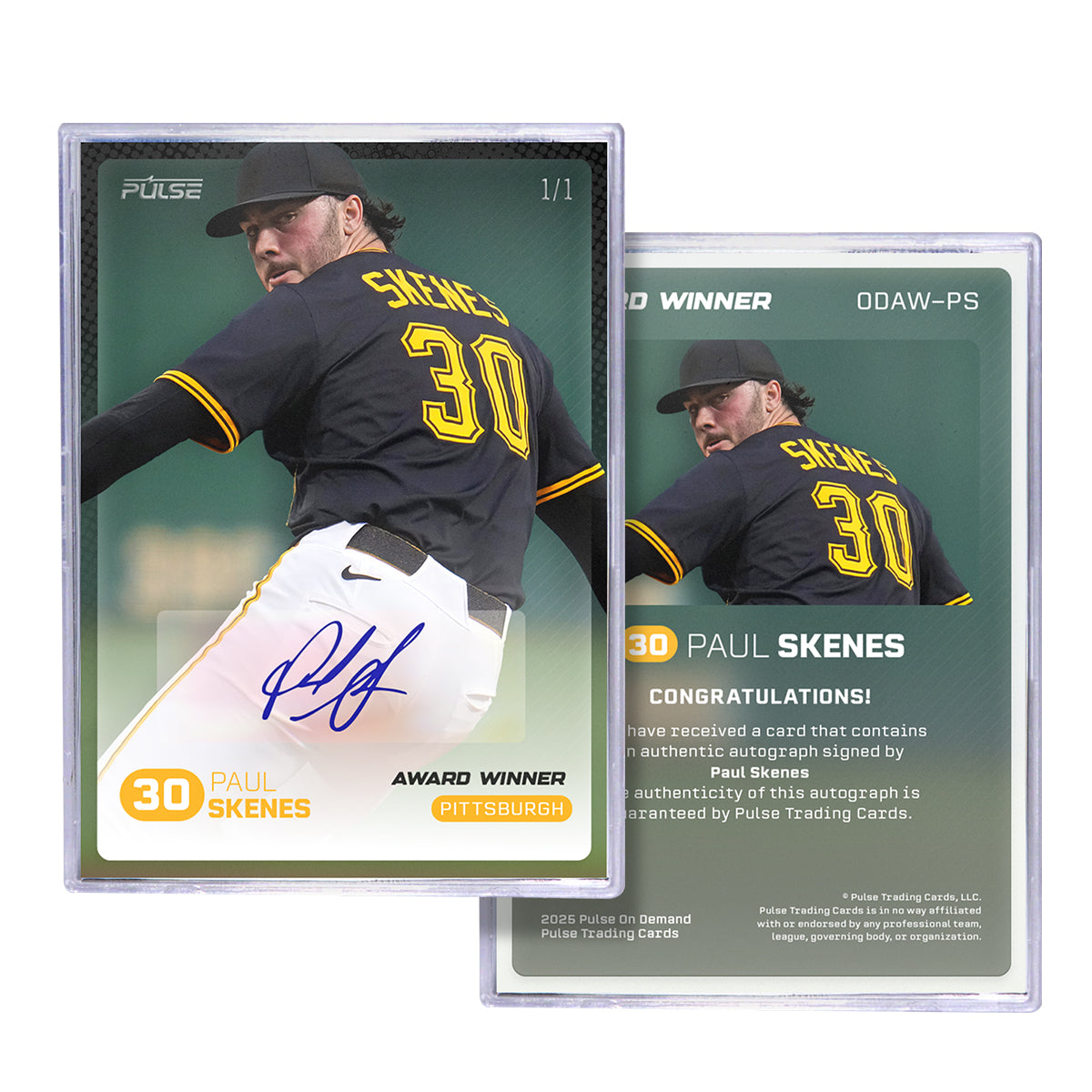 2025 Pulse On Demand Paul Skenes Autographed Award Winner Card